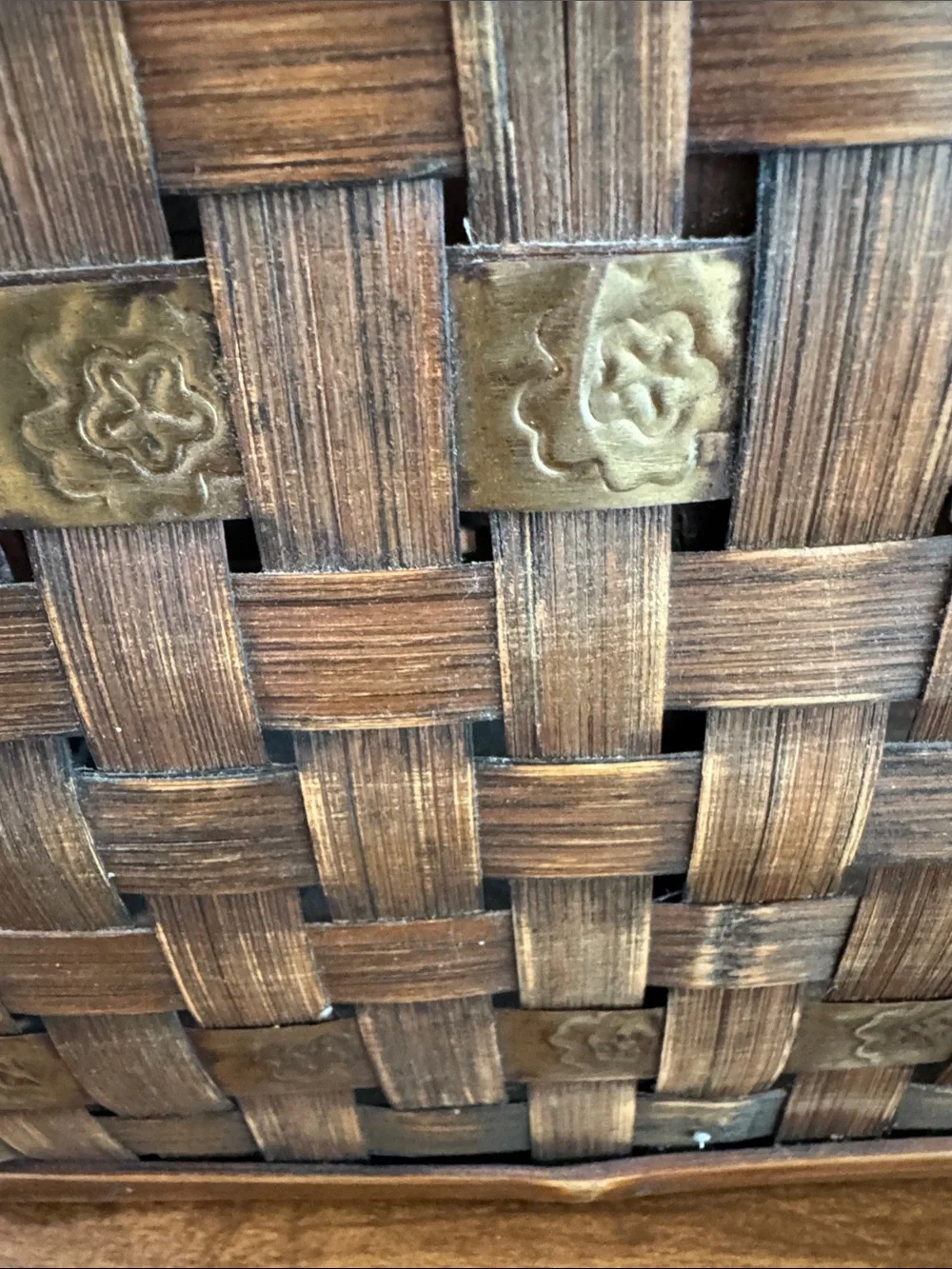 Woven Wood Decorative Basket Box - Brown